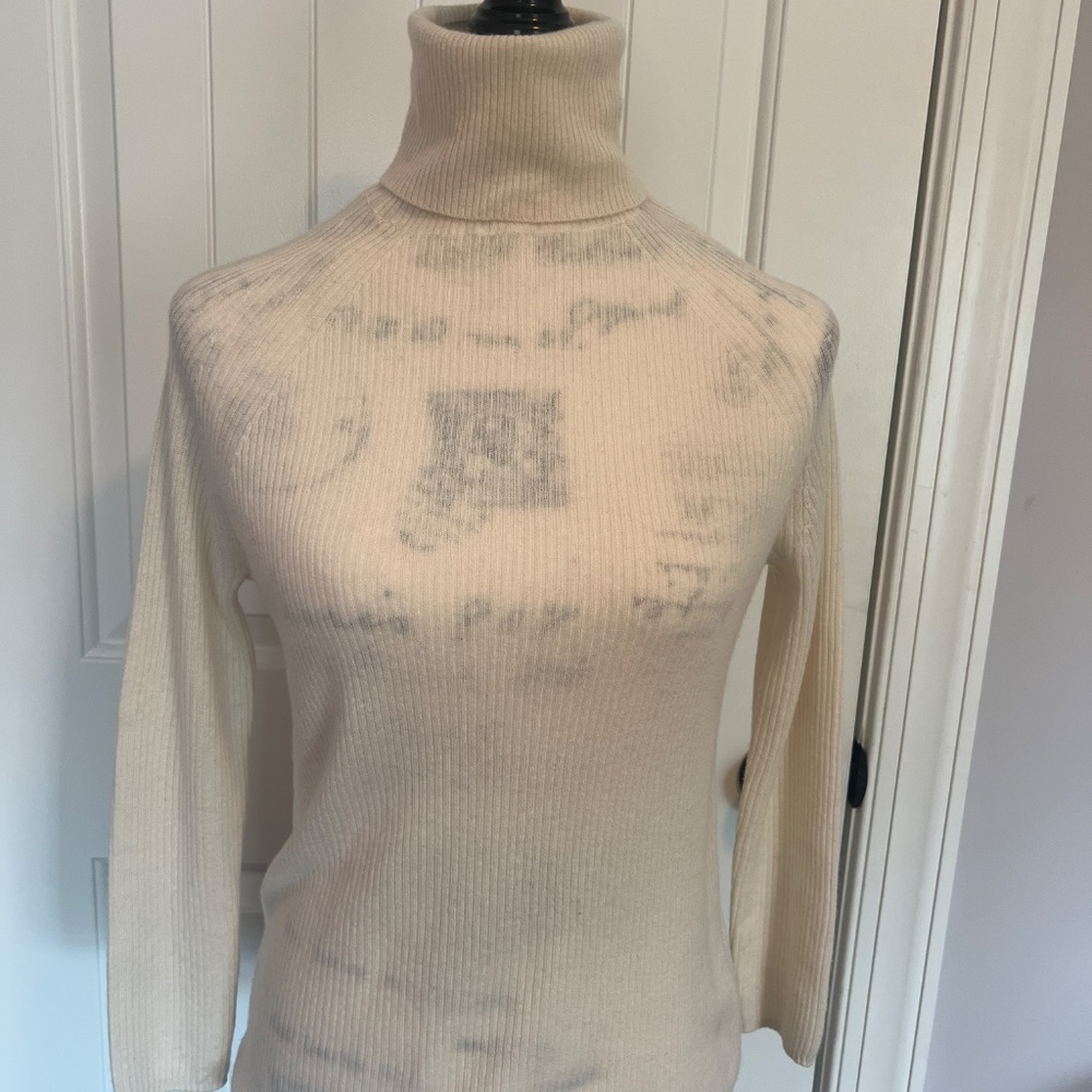 Neiman Marcus Cream Turtleneck Sweater